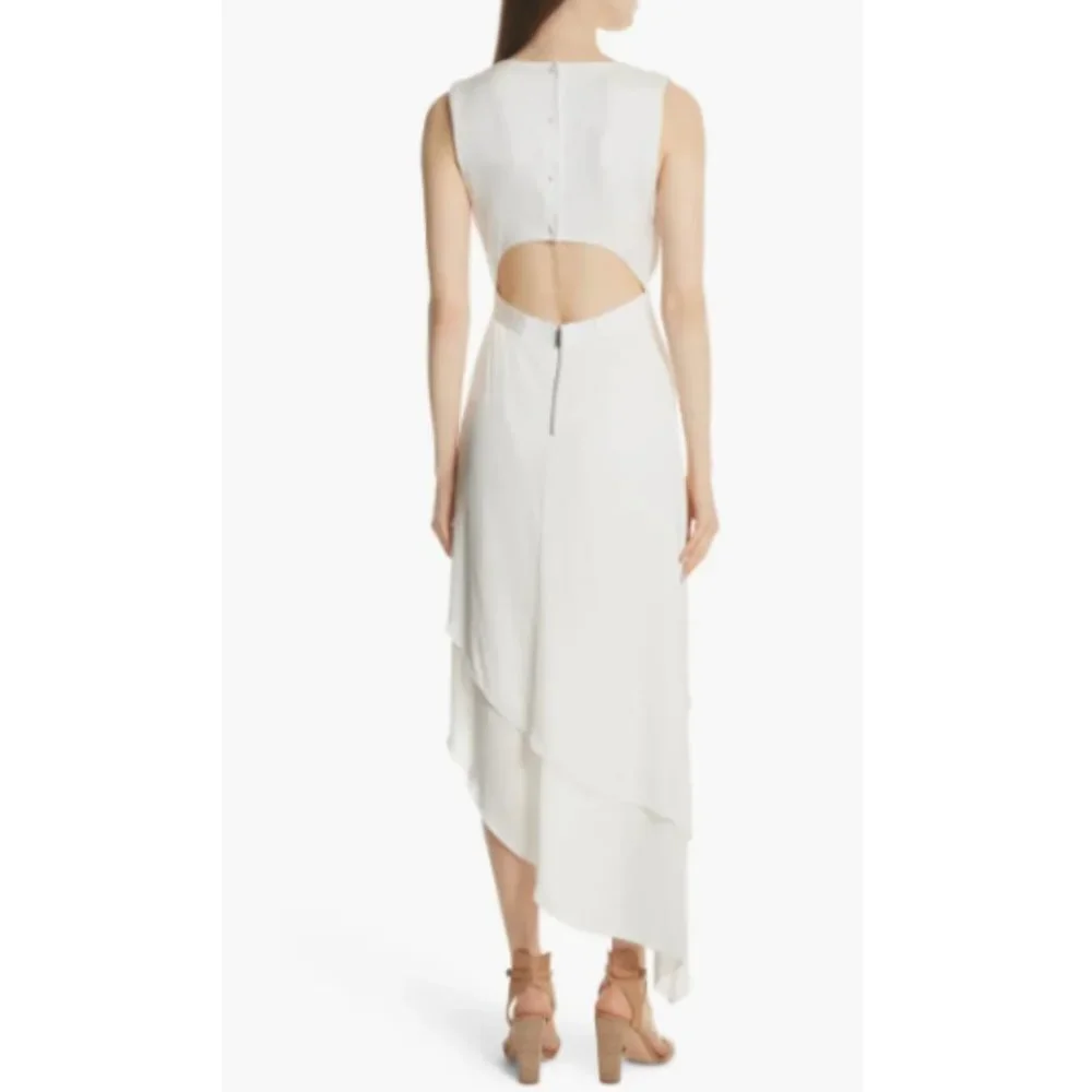 Alice + Olivia Chantay Asymmetrical Plunging Maxi Dress Size 10 - Picture 2 of 6